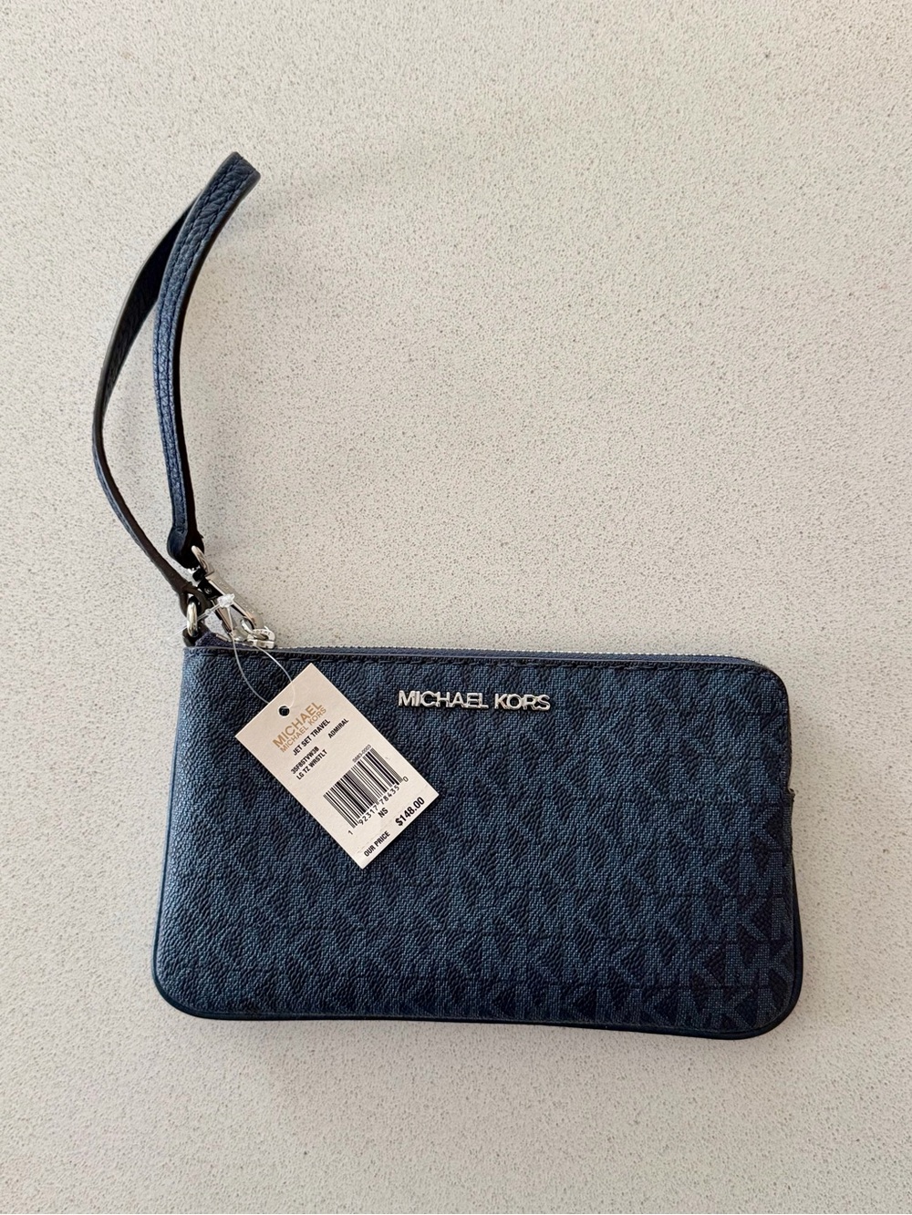Michael Kors Navy MK Signature Wristlet Clutch